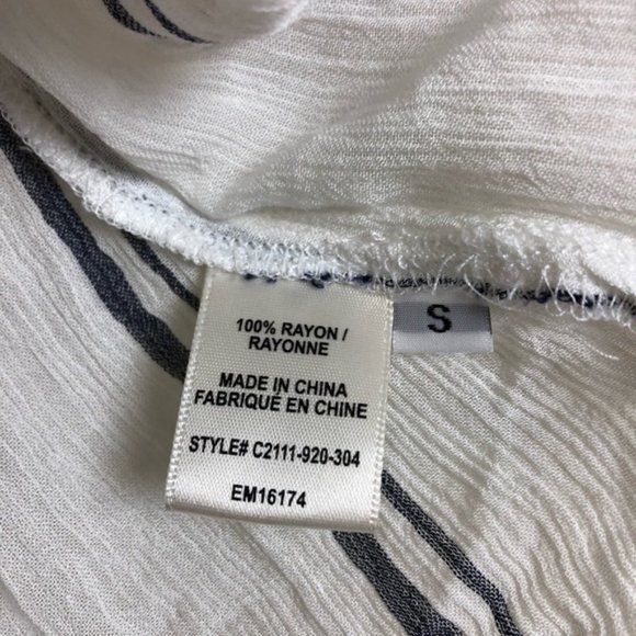 Cloth & Stone Anthropologie Blue White Striped Off Shoulder Blouse Top Small - Picture 4 of 6